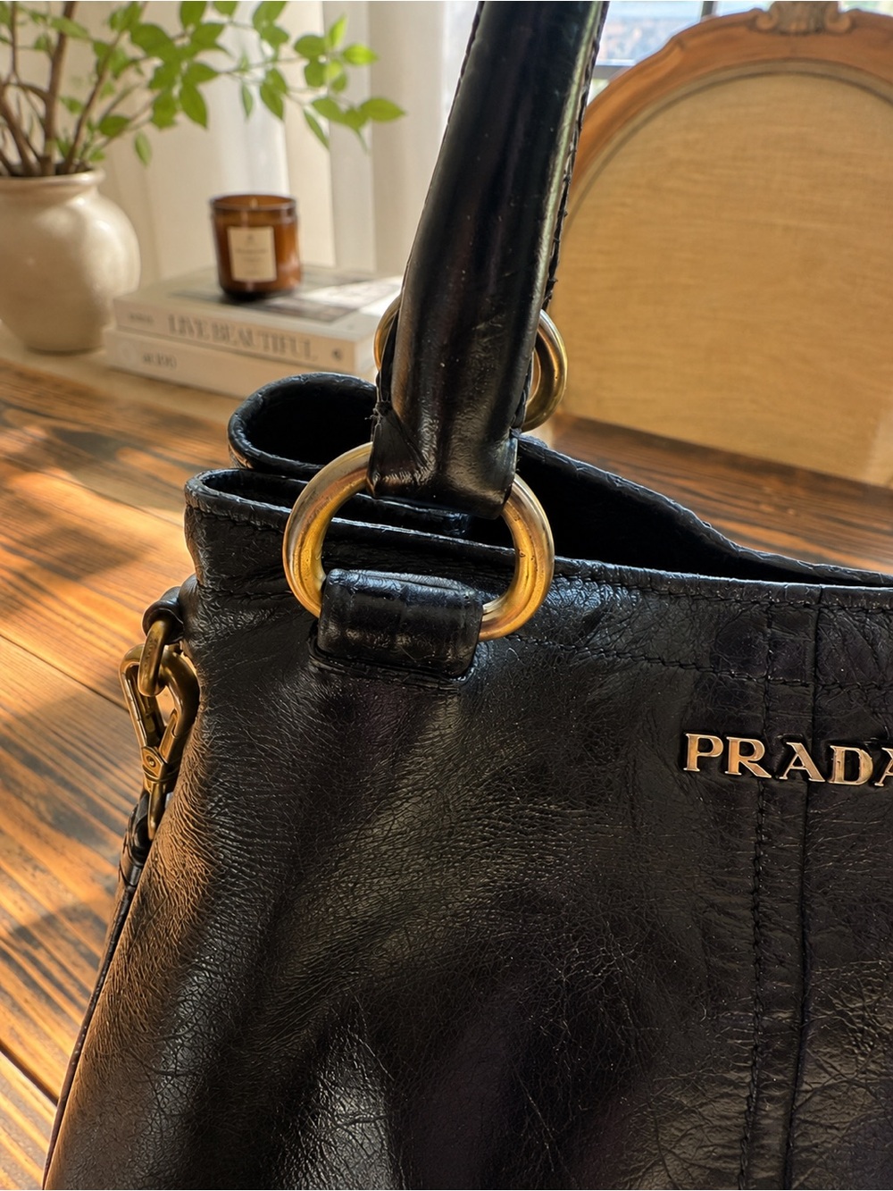 Authentic Prada BN1832 Soft Calf Leather Tote Black Made in Italy - Picture 3 of 16